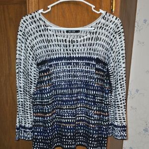 NIC+ZOE Black and White Patterned Blouse